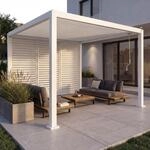 Pergola MCW-P65 mit 3x Lamellenwand, Terrassen&uuml;berdachung Garten Lamellen-Pavillon,
