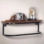 Wandregal FineBuy H&auml;ngeregal 50x15x13 cm Massivholz Metall Regal Industrial