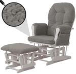 Relaxsessel MCW-C76, Schaukelstuhl Sessel Schwingstuhl + Hocker Stoff Boucl&eacute;