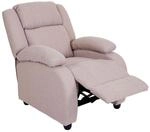 Fernsehsessel Glasgow, Relaxsessel Liege Sessel, Stoff/Textil ~ creme-grau