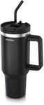 Arendo Thermobecher 1200 ml, Edelstahl Tumbler mit Deckel, Henkel, Strohhalm,
