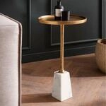 Beistelltisch FineBuy Echter Marmor &Oslash; 34 cm Anstelltisch Wohnzimmertisch Rund
