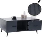 Couchtisch MCW-N89, Beistelltisch Sofatisch, Schubladen T&uuml;ren F&auml;cher Melamin Holz,