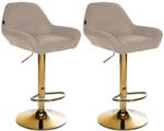 CLP 2er Set Barhocker Braga Stoffbezug mit Goldgestell I h&ouml;henverstellbar und 360