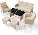Juskys Polyrattan Gartenm&ouml;bel Sitzgruppe Turin Set 6 teilig - Outdoor M&ouml;bel mit