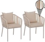 2er-Set Gartenstuhl MCW-N41, Outdoor Armlehne, wetterfest Aluminium...