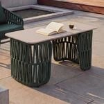 Loungetisch MCW-P90, Gartentisch Balkontisch Outdoor, Seilgeflecht Rope Sinterstein