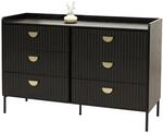 Kommode MCW-O39, Highboard Schrank, 6 Schubladen Melamin MDF 80x120x44cm ~ Holzoptik