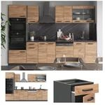 VICCO K&Uuml;CHE R-LINE 300 CM K&Uuml;CHENZEILE K&Uuml;CHENBLOCK EINBAUK&Uuml;CHE ANTHRAZIT EICHE