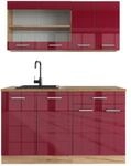 Vicco K&uuml;chenzeile K&uuml;chenblock Einbauk&uuml;che R-Line Single Front Bordeaux Hochglanz