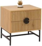 Nachttisch MCW-O39, Beistelltisch Nachtschrank Schrank, Schublade Melamin MDF...