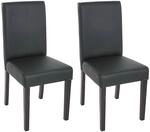 2er-Set Esszimmerstuhl Stuhl K&uuml;chenstuhl Littau ~ Kunstleder, schwarz matt, dunkle
