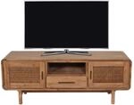 TV-Rack MCW-M47, Fernsehtisch Lowboard Kommode, Stauf&auml;cher Schublade, Rattan Akazie
