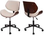 B&uuml;rostuhl MCW-G25, Drehstuhl Schreibtischstuhl, Bugholz Walnuss-Optik Retro drehbar