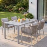 Gartengarnitur MCW-N41, Tisch+4xStuhl, wetterfest Alu 140x80cm, Seilgeflecht Rope ~