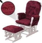 Relaxsessel MCW-C76, Schaukelstuhl Schwingstuhl mit Hocker Stoff Chenille (465g/m&sup2;)