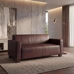 Modular 2-Sitzer Sofa Couch Moncalieri, Kunstleder ~ rot-braun