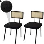 2er-Set Esszimmerstuhl MCW-K88, Lehnstuhl Stuhl, Holz Poly-Rattan Metall Boucl&eacute; ~