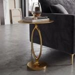 Beistelltisch Alu Gold 44cm Rund Wohnzimmertisch Couchtisch Anstelltisch Metall