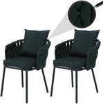 2er-Set Aluminium-Gartenstuhl MCW-P89, Gartensessel Outdoor Stuhl, Stoff/Textil (180