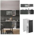 Vicco K&uuml;chenzeile K&uuml;chenblock Einbauk&uuml;che R-Line 240 cm Landhaus Wei&szlig; Anthrazit