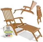 Juskys&reg; Sonnenliege Evia - klappbar f&uuml;r Garten & Terrasse, ge&ouml;ltes Akazienholz