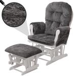 Relaxsessel MCW-C76, Schaukelstuhl Schwingstuhl mit Hocker Stoff Chenille (465g/m&sup2;)