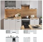 Vicco K&uuml;che Fame-Line 240 cm K&uuml;chenzeile Landhaus K&uuml;chenblock Einbau Wei&szlig;