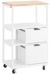 SoBuy K&uuml;chenwagen mit 2 Schubladen Holzfarbe 53x37x89,5cm Industriell