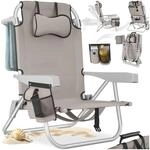 tectake&reg; Aluminium Strandstuhl, klappbar, mit Rucksackfunktion, 5-fach verstellbare