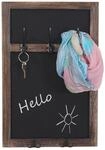 Wandgarderobe MCW-C51, Garderobe Kreidetafel Wandtafel, 5 Haken 55x34cm ~ braun,