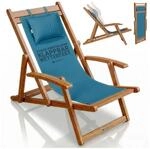 JUSKYS&reg; Sonnenliege Tavira - Petrol, Akazienholz Liege mit UV-best&auml;ndigem