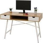 Schreibtisch MCW-E92, B&uuml;rotisch Computertisch, 3D-Struktur 120x60cm ~ naturbraun
