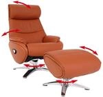 Relaxsessel mit Hocker MCW-K98, Fernsehsessel Sessel, Liegefunktion drehbar, Metall