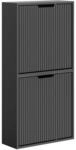 SoBuy Schuhschrank 2 T&uuml;ren Schwarz 50x19x99cm Modern