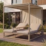 Alu Lounge-Gartenliege MCW-P81, Sonnenliege Daybed, 10cm-Polster 220g/m&sup2;