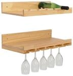 2er-Set Weinregal MCW-P22, Glas-/Flaschenhalter Wandbar f&uuml;r 6 Flaschen/15 Gl&auml;ser