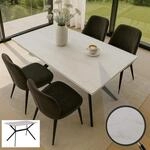 Esszimmertisch MCW-O58, Esstisch Sinterstein Metall, Marmor-Optik 120cm ~ wei&szlig;