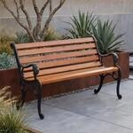 Gartenbank MCW-O25, Sitzbank Parkbank Holzbank 2-Sitzer, Gusseisen Holz Kiefer, 132cm