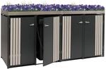 4er-M&uuml;lltonnenverkleidung MCW-O67, M&uuml;lltonnenbox mit Pflanzkasten, Metall