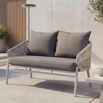 Aluminium-Gartenbank MCW-P90, Gartensofa Outdoor Sitzbank, Seilgeflecht Rope