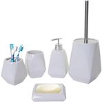 5-teiliges Badset MCW-C71, WC-Garnitur Badezimmerset Badaccessoires, Keramik ~ wei&szlig;