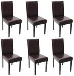 6er-Set Esszimmerstuhl Stuhl K&uuml;chenstuhl Littau, Leder ~ braun, dunkle Beine