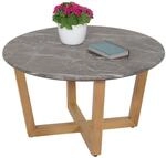 Couchtisch MCW-M61, Beistelltisch Sofatisch, Massiv-Holz HDF Laminat Melamin &Oslash;80cm,