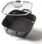 STONELINE&reg; Eckpfanne 20x20 cm mit Aroma Glasdeckel, Pfanne rechteckig,...