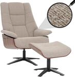 MCA Relaxsessel + Hocker MCW-N57, Fernsehsessel Liegesessel, Boucl&eacute; Stoff Holz ~