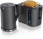 Arendo Fr&uuml;hst&uuml;cks-Set Edelstahl Wasserkocher 1,5l, 2-Scheiben Kurzschlitz...