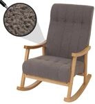 Schaukelstuhl MCW-K10, Relaxsessel, Holz MVG Stoff/Textil Boucl&eacute; (450g/m&sup2;) ~