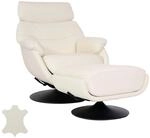 Relaxsessel mit Hocker MCW-K99, Fernsehsessel Sessel, Wippfunktion drehbar, Metall