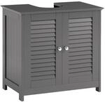 SoBuy Waschbeckenunterschrank mit 2 T&uuml;ren Dunkelgrau 60x35x58cm Modern